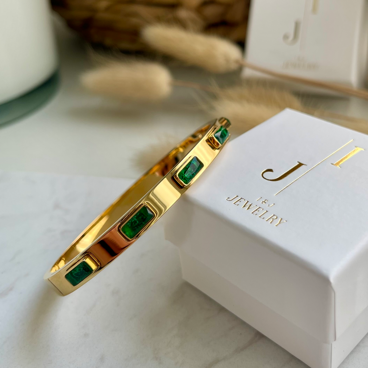 Armreif Green Stones