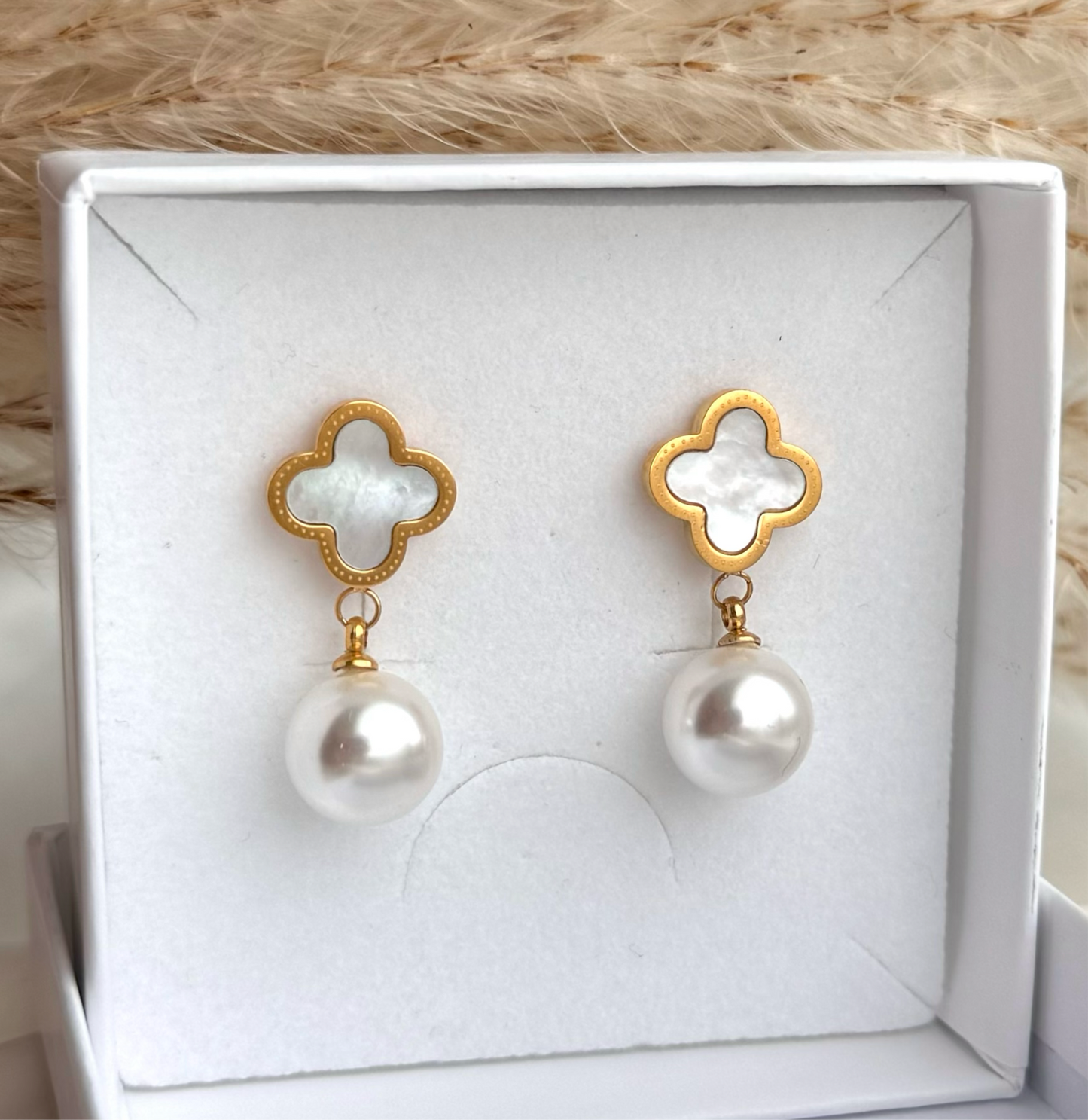 Earring Clover Pearl